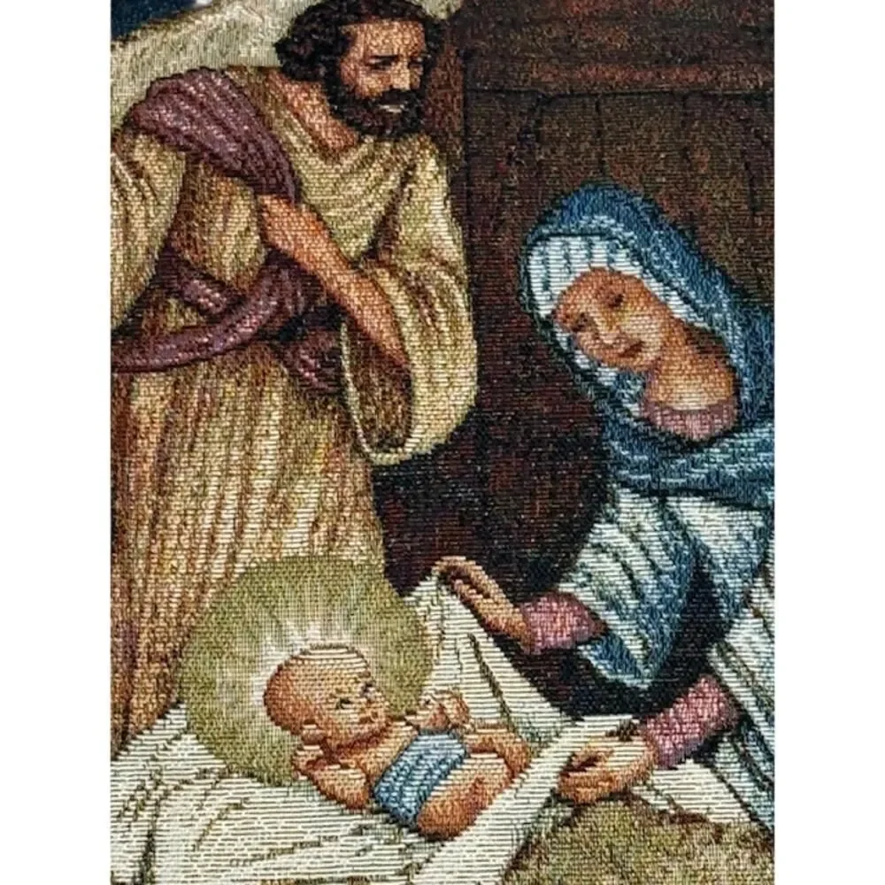 Nativity Scene Throw Pillow Square Holiday Decor Tapestry Nice!